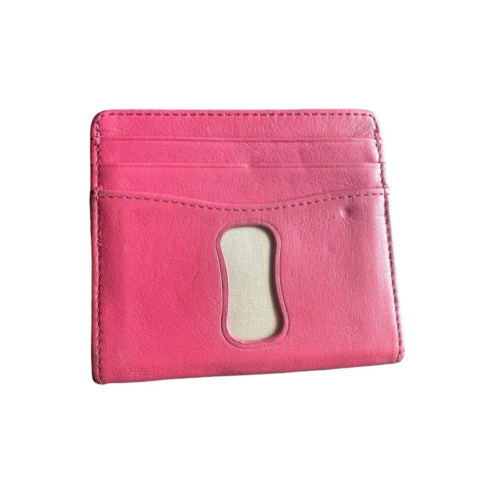 Sybilla Genuine Pink & Yellow Colorblock Leather Compact Bifold Wallet - Picture 3 of 8